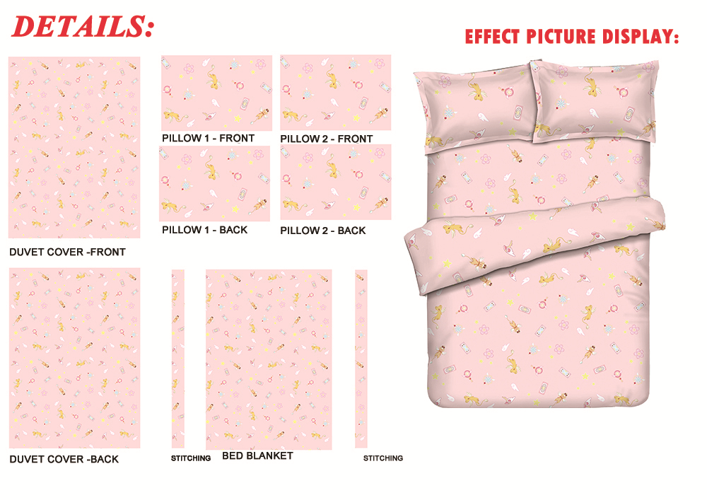 Cardcaptor Sakura The Movie Anime Bedding Sets,Bed Blanket & Duvet Cover,Bed Sheet with Pillow Covers